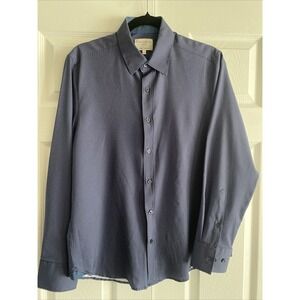 Con.Struct Medium 4-Way Stretch Slim Fit Navy Polka Dot Button Down Dress Shirt